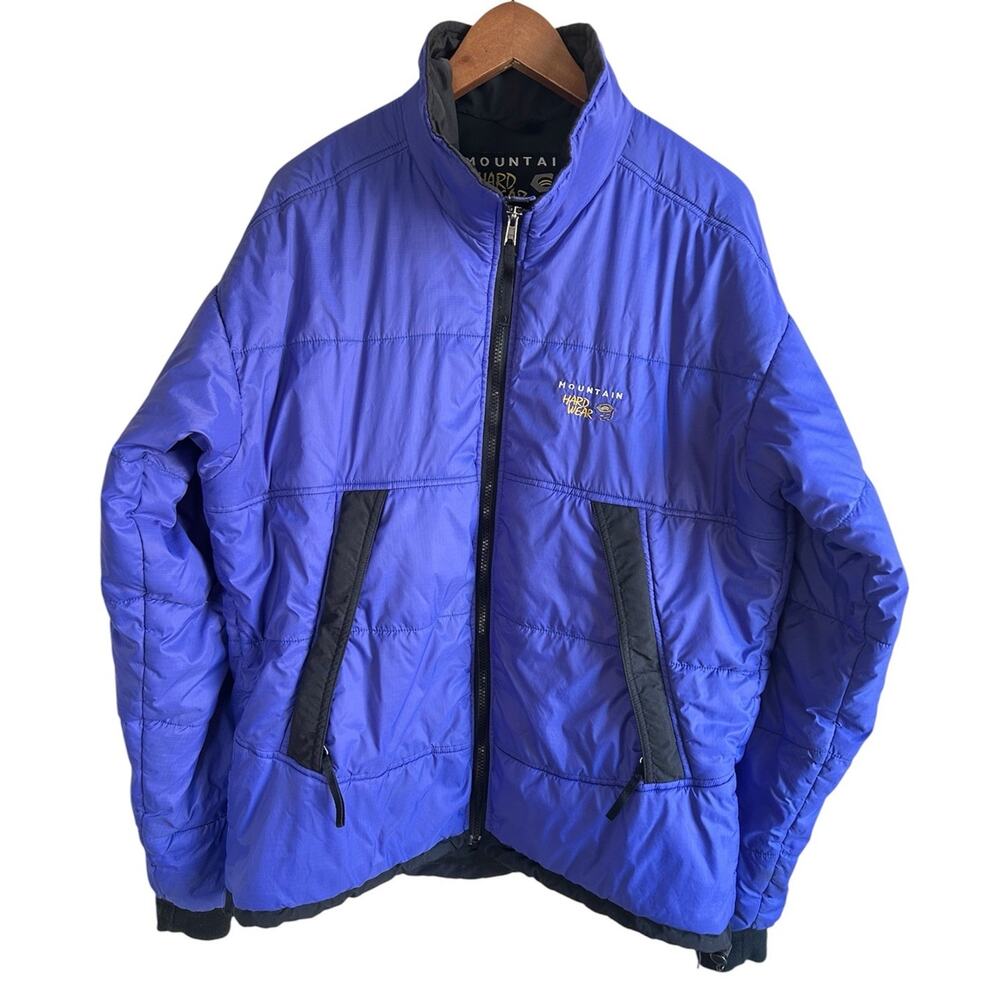 Vintage Mountain Hardwear Insulated Puffer Jacket Men L Blue Black Full Zip